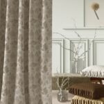 Maurier Floral Window Curtain – Soft Beige (5.25 ft)