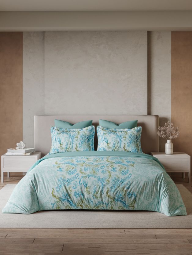 233233_1_medium_1_1 Paisley Park Double Bedsheet Set – Blue Glass (3 Pcs) - Image 1