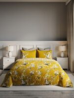 Floral Bliss Double Bedsheet Set – Ceylon Yellow (3 Pcs)