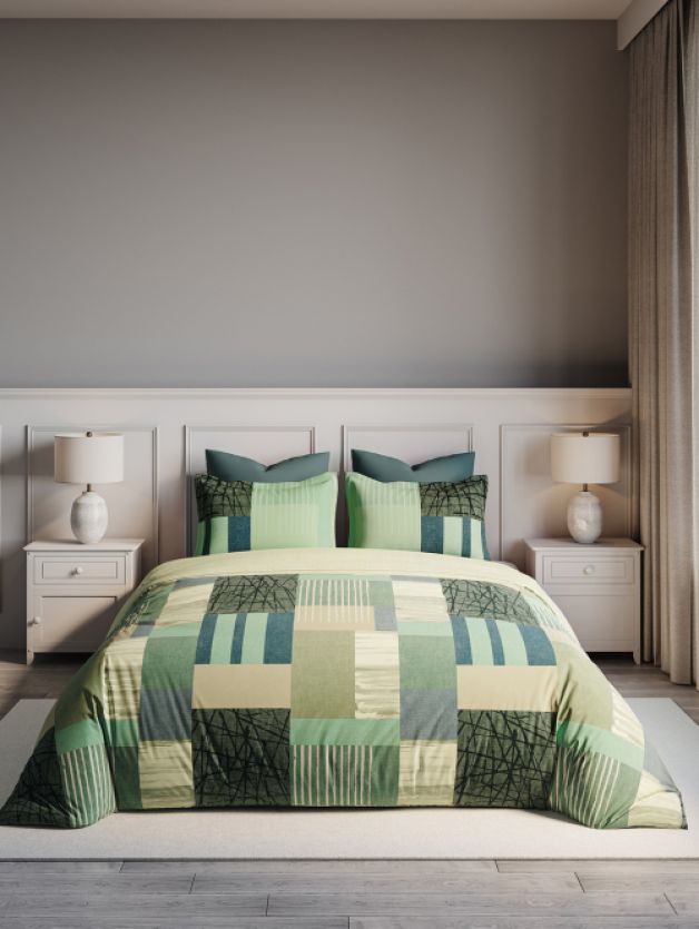 234174_1_medium_1_1 Noble Granite Double Bedsheet Set – Green (3 Pcs) - Image 1