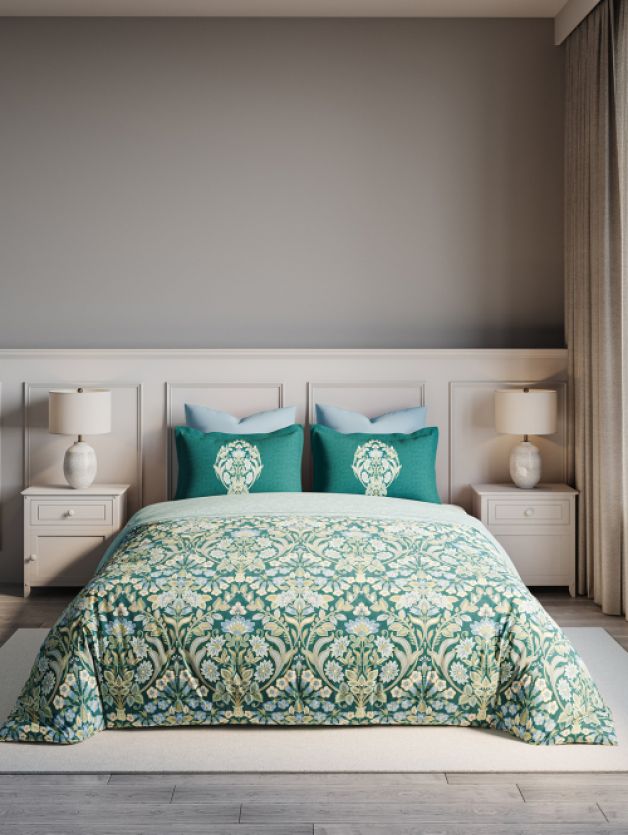 234177_1_medium_1_1 Elegancia Double Bedsheet Set – Teal Blue (3 Pcs) - Image 1